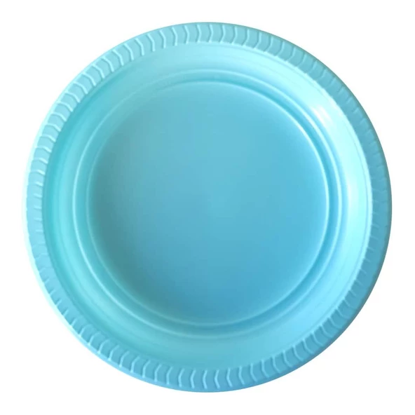 Kullan At Renkli Turkuaz Parti Davet Plastik Tabak - 17 Cm. - 25 Adetlik 10 Paket - Resim 3