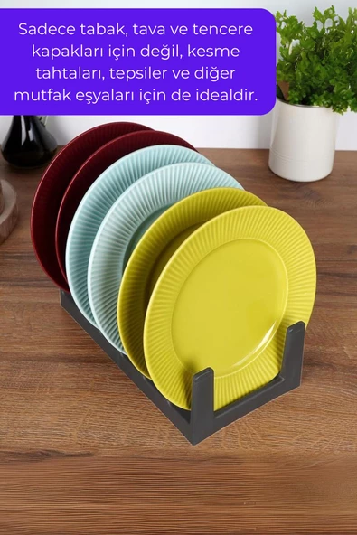 GRİMOR Life 1 Adet Çok Amaçlı Tabak Tava Tencere Kapağı Düzenleyici-plastik Çekmece Dolap Içi Düzenleyici Gri - 2