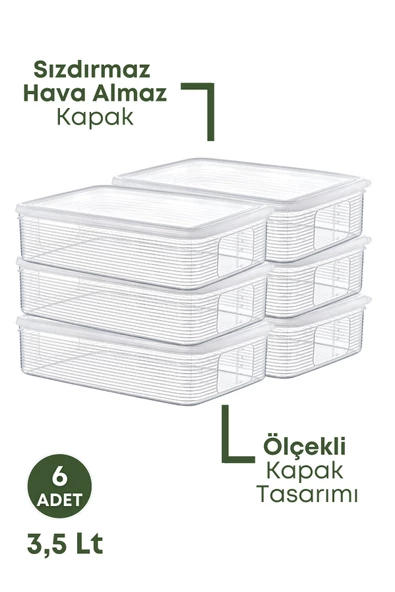 GRİMOR Life 6 Adet 3,5 Litre Buzdolabı Içi Düzenleyici Saklama Kabı -derin Dondurucu Ve Mikrodalga - 2