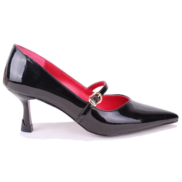 Dagoster DZA07-389100 Siyah Rugan Stiletto Topuklu Kadın Ayakkabı - 2