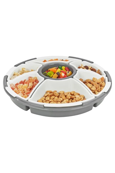 GRİMOR Life 7 Bölmeli Kapaklı Kahvaltılık Saklama Kabı Seti | Kahvaltı Takımı- Gri Renk- Piknik Seti - 3