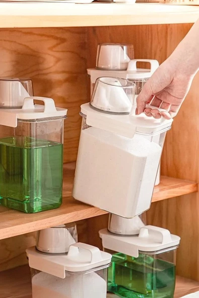 GRİMOR Life 1 Adet Sızdırmaz Depolama Erzak Bakliyat Deterjan Saklama Kabı - Ölçekli Saklama Kutusu 1800 ml - 4