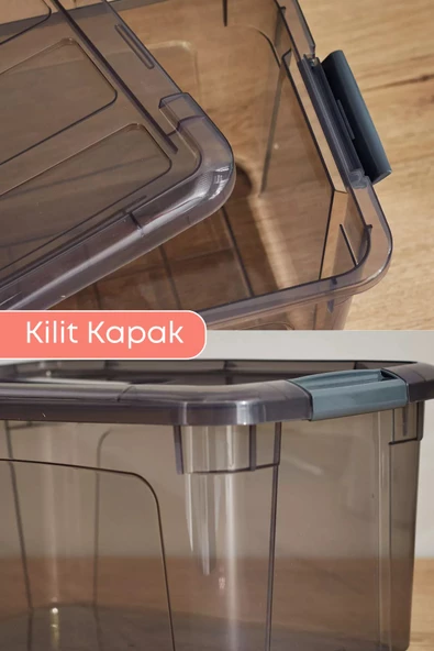 GRİMOR Life 6 Adet Kilitli Saklama Kutusu Dolap İçi Düzenleyici Organizer Saklama Kabı 3 Lt Gri - 5