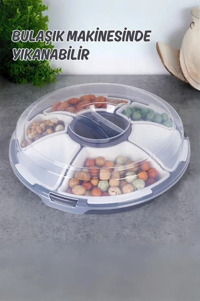 GRİMOR Life 7 Bölmeli Kapaklı Piknik Seti Kahvaltılık Çerezlik Saklama Kabı- Gri - 4