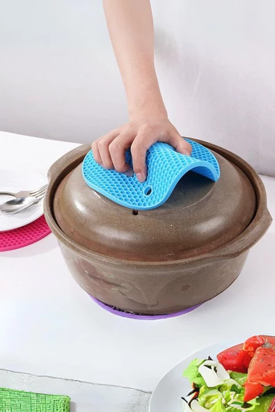 GRİMOR Life 2'li Pratik Silikon Nihale Petek Desenli Kalburabastı Kalıbı Yuvarlak Renkli Silikon Nihale - 2 Adet - Resim 7