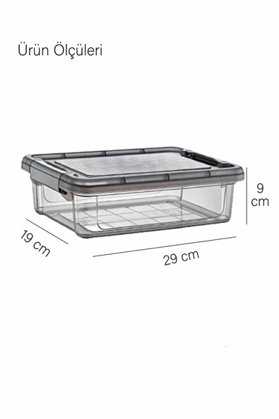 GRİMOR Life 6 Adet Kilitli Saklama Kutusu Dolap İçi Düzenleyici Organizer Saklama Kabı 3 Lt Gri - 7