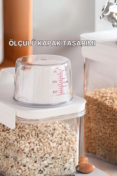 GRİMOR Life 2 Li Sızdırmaz Depolama Erzak Bakliyat Saklama Kabı- Ölçekli Kapak 1800 ml 2300 ml Etiket Hediyeli - 3