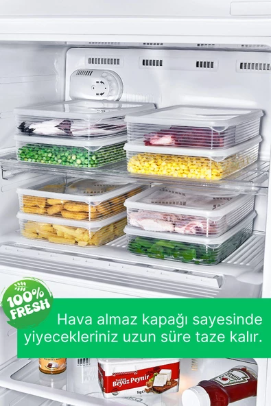 GRİMOR Life 6 Adet Buzdolabı Düzenleyici Saklama Kabı Seti 2,3 Lt Şeffaf- Sebze Meyve Erzak Saklama -dipfriz - 4