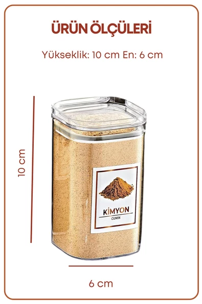 GRİMOR Life 12 Adet Vakum Kapaklı Etiket Hediyeli Mika Baharatlık Seti 250 Ml- Cam Değildir - 4