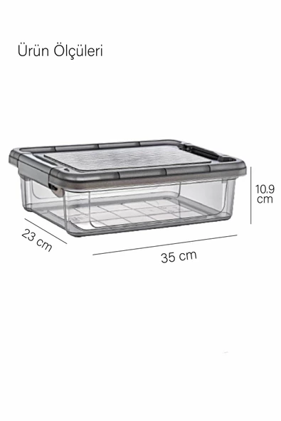 GRİMOR Life 6 Adet Kilitli Jumbo Boy Erzak Saklama Kabı Buzdolabı Düzenleyici 6 Lt.-dipfriz - 4