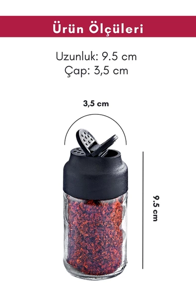 GRİMOR Life 12'li Çift Kapaklı Cam Baharatlık Seti - Tuzluk Biberlik Baharatlık Takımı - 5