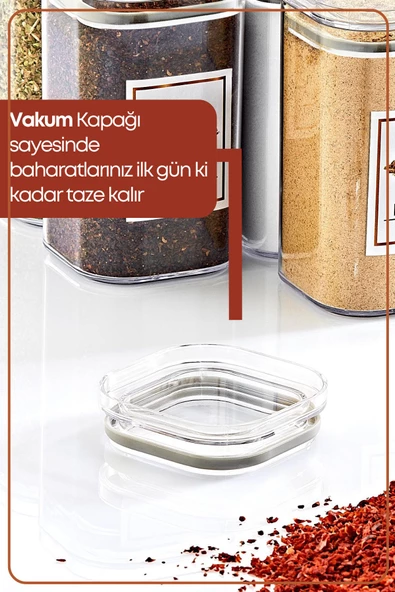 GRİMOR Life Metal Standlı Violet 8'li Vakum Kapaklı Mika Baharatlık Seti 250 ml Etiket Hediyeli - 2