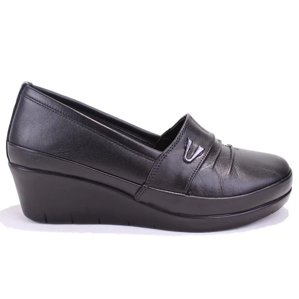 Dagoster DZA32-244 Siyah Ortopedik Günlük Deri Kadın Ayakkabı - Resim 2