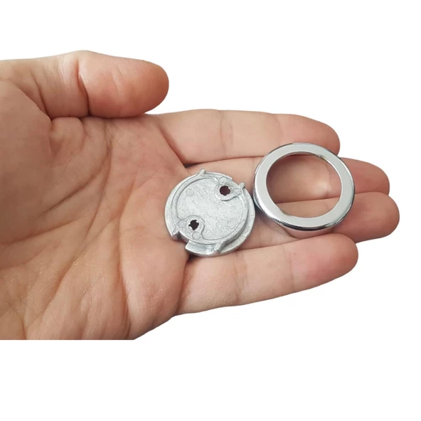 Yuvarlak Askı Flanşı Metal Kapaklı Flanş Dolap Elbise Askı Aparatı Krom (2 ADET) - 4