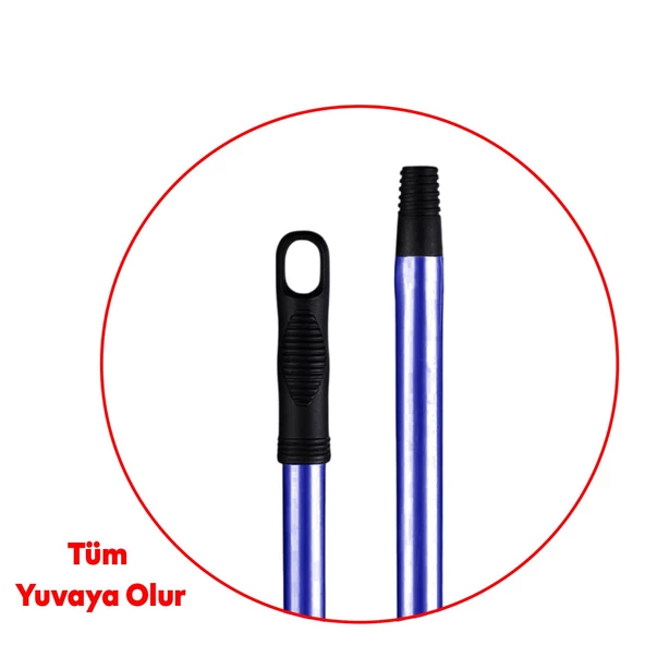 Mavi Boyalı Kalın Fırça Sapı Süpürge Çekpas Standart Metal Sap 120 Cm Sabit Sırık Faraş Sap 1.2 Mt - 4