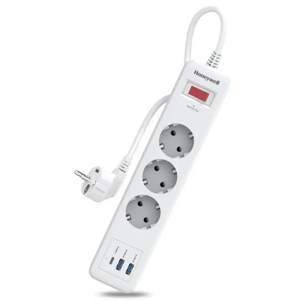 Honeywell Akım Korumalı Priz 3lü 1xType-C 2xUSB-A HC000037