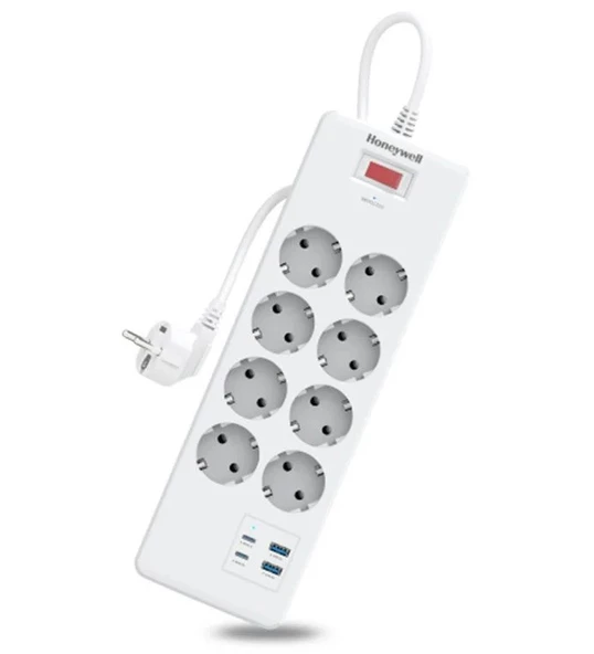 Honeywell Akım Korumalı Priz 8li 2xType-C 2xUSB-A HC000052