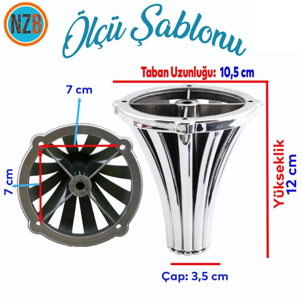 Mobilya Kanepe Koltuk Konsol Tv Ünitesi Baza Ayağı Orta Sehpası Ayak Ayakları 12 cm Krom - Resim 2