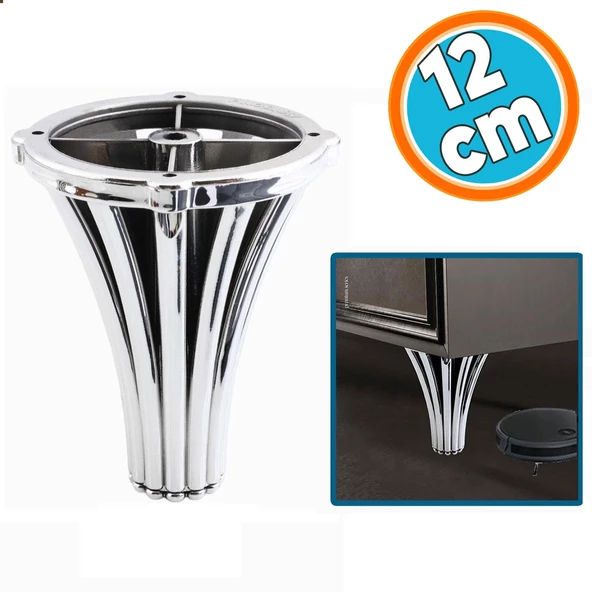 Mobilya Kanepe Koltuk Konsol Tv Ünitesi Baza Ayağı Orta Sehpası Ayak Ayakları 12 cm Krom ürün görseli