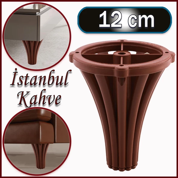 Mobilya Kanepe Koltuk Konsol Tv Ünitesi Baza Ayağı Orta Sehpası Ayak Ayakları 12 cm Kahve - Resim 3