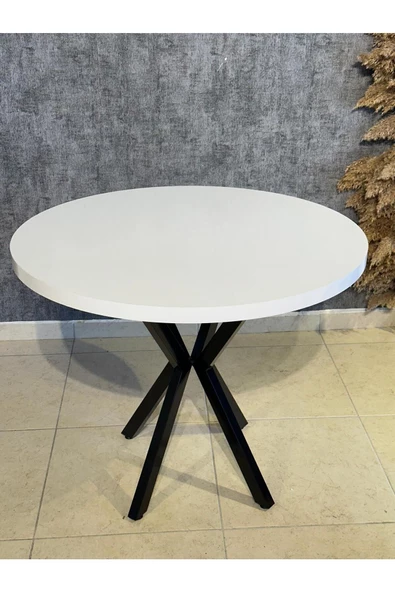90 Cm Yuvarlak Yemek Masası Mutfak Masası 90 Cm TAPLA: DÜZ BEYAZ - 2