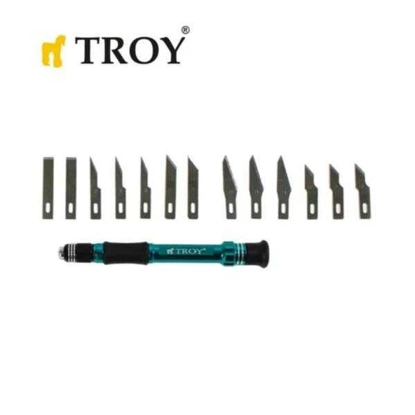 TROY 21604 Hobi Maket Bıçağı Seti, 14 Parça Taşıma Kutulu