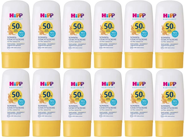 Hipp Babysanft Güneş Kremi -Yüz için Sonnen Gesıchtscreme 50+ Faktör Ultra Sensıtıv 30ML (12 Li Set)