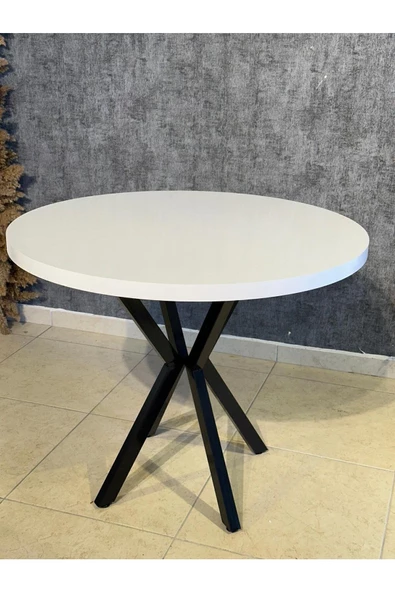 90 Cm Yuvarlak Yemek Masası Mutfak Masası 90 Cm TAPLA: DÜZ BEYAZ - 3