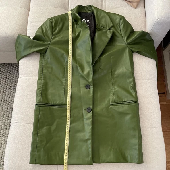 Zara Suni Deri Haki Ceket - 4