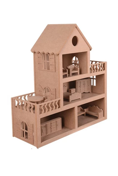 Barbie Bebek Evi Oyuncak (15 ADET MOBİLYALI) - 2