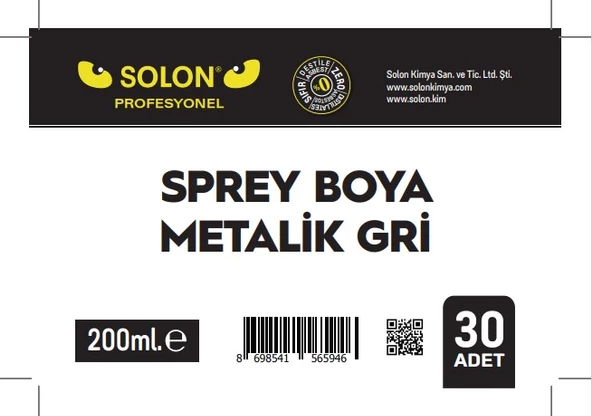 30 Adet (1 Koli) Sprey Metalik Gri 200 Ml. - 4