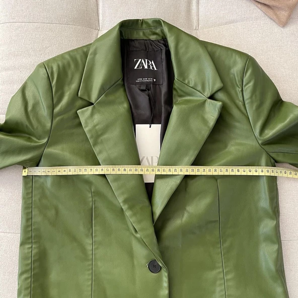 Zara Suni Deri Haki Ceket - 3