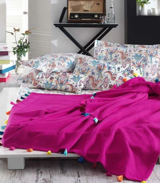 İyi Geceler İstanbul Up Style Çift Kişilik Fuşya Pike Takımı