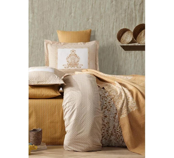 İyi Geceler İstanbul Dream Winter Çift Kişilik Battaniyeli Hardal Nevresim Takımı - 3