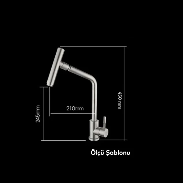 Mutfak Bulaşık Musluğu Lavabo Bataryası Sıcak Soğuk Su Girişli Joystick 360° Evye Musluk Batarya - 3