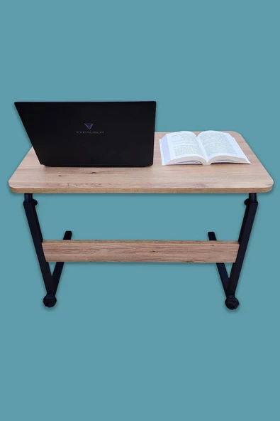 Laptop Sehpası Ve Çalışma Masası Yükseklik Ayarlı Tekerlekli Oval Kenar 60-40 - 2