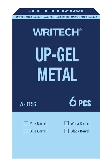 WRITECH W-0156 METAL UP SİYAH GÖVDE 0,7MM MAVİ JEL KALEM - 6'LI KUTU - 3