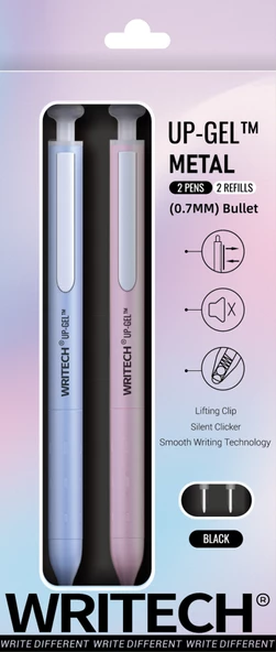 WRITECH W-0156 METAL UP MAVİ-PEMBE GÖVDE 0,7MM MAVİ JEL KALEM - 2'Lİ