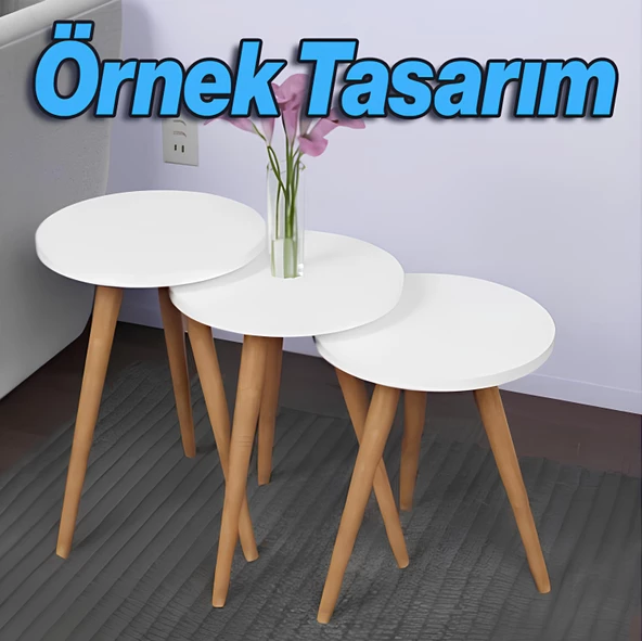 3'lü Sehpa Ayak Takımı Ahşap Zigon Puf Tabure Ayağı Masa Ayakları Açılı Orta Sehpa Bağlantı Aparatlı - 11