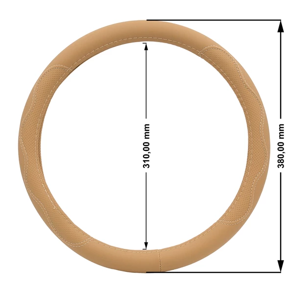 Oto Geçme Direksiyon Kılıfı Desenli Suni Deri Bej Renk TEQ-012BE - 3