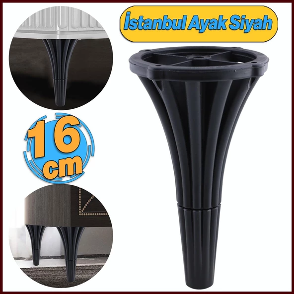 Konsol Mobilya Kanepe Koltuk Tv Ünitesi Baza Ayağı Orta Sehpası Ayak Ayakları 16 cm Siyah - Resim 3