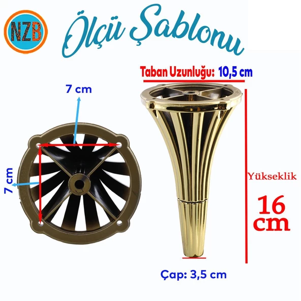 Mobilya Konsol Kanepe Koltuk Tv Ünitesi Baza Ayağı Orta Sehpası Ayakları 16 cm Gold Altın - Resim 2
