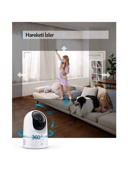 Anker Eufy Security 360 Derece Dönebilen Kızılötesi Gece Görüşlü IP Kamera - 2K HD Çözünürlük - Apple HomeKit Uyumlu -T8410 (Anker Türkiye Garantili) - Resim 6