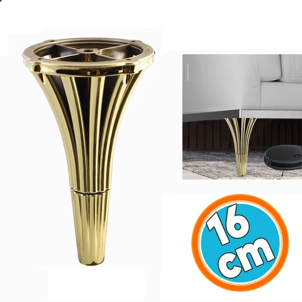 Mobilya Konsol Kanepe Koltuk Tv Ünitesi Baza Ayağı Orta Sehpası Ayakları 16 cm Gold Altın ürün görseli