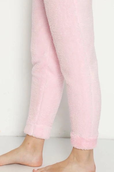 Altınay Kadın Cepli Lüx Pofuduk Polar Peluş Kışlık Pijama Altı - 3