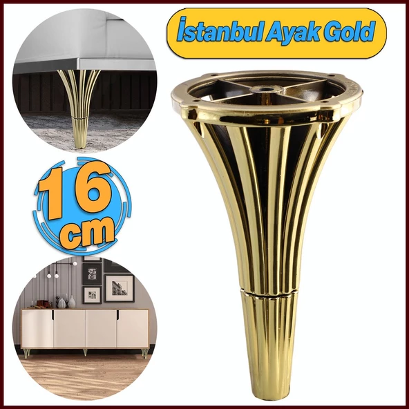 Mobilya Konsol Kanepe Koltuk Tv Ünitesi Baza Ayağı Orta Sehpası Ayakları 16 cm Gold Altın - Resim 3