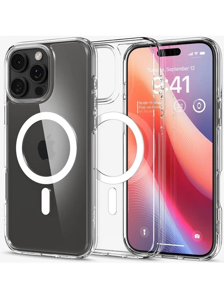iPhone 16 Pro Kılıf Crystal MagSafe Özellikli Şeffaf - Resim 3