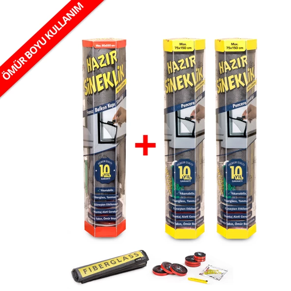 Hazır Sineklik - 75x150 Cm - 80x220cm - 3 lü Paket