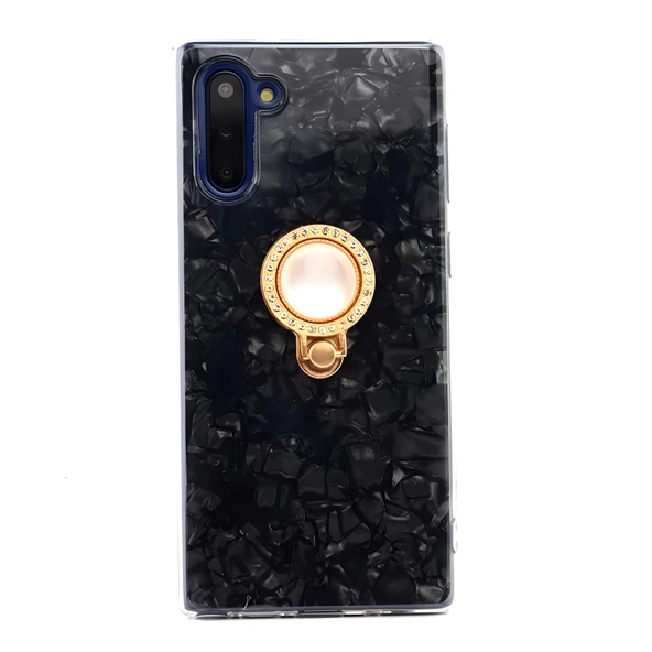 Galaxy Note 10 Kılıf Parlak Mermer Desenli Yüzüklü Vista Silikon Kılıf ürün görseli 1