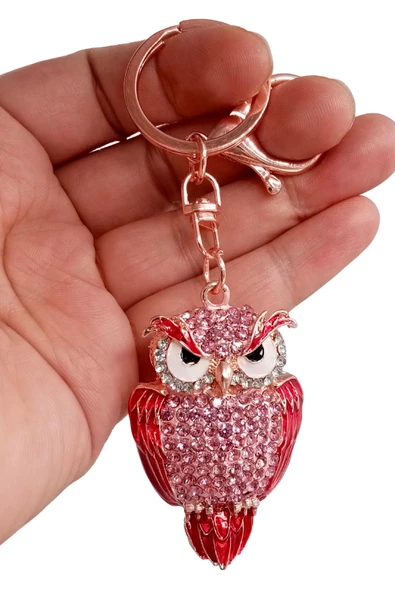 Kristal Taşlı Pembe Baykuş Anahtarlık No.3 - Resim 8
